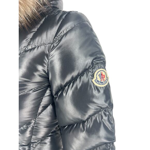 Moncler Fulmarus Fox Fur Trimmed Long Down Jacket in Black - Picture 9 of 16